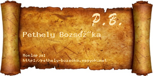Pethely Bozsóka névjegykártya